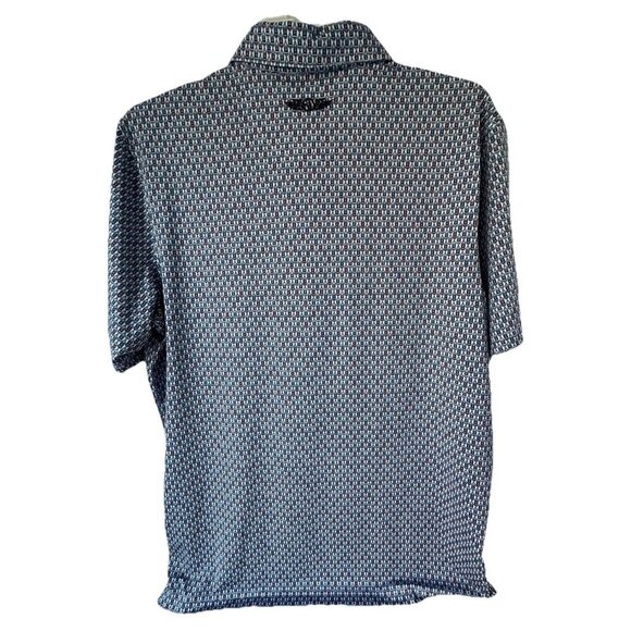 Straight Down Golf Polo Mens Size Large Boat All Over Speed Boats Print w/Logo - Picture 5 of 5